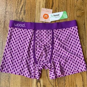 NWT Wood Boxer Brief with Fly Purple Interlock Size Large